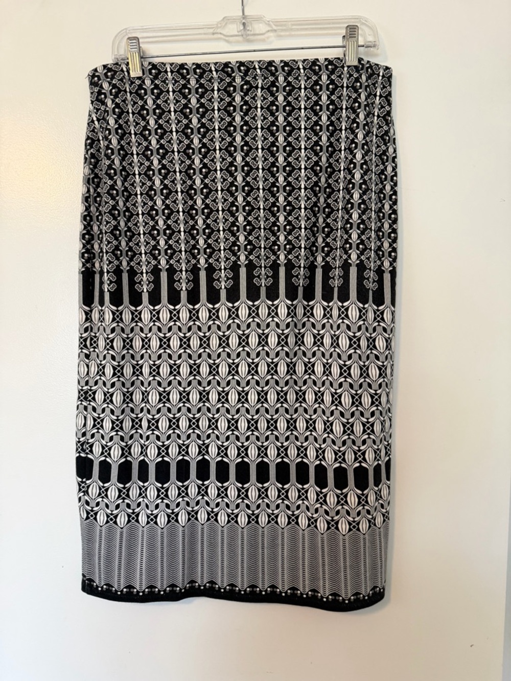 MAX STUDIO Monochrome Patterned Pencil Skirt - Black & White